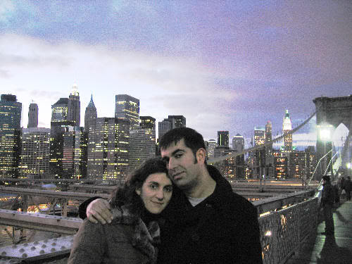Juntos en el puente de Brooklyn, al atardecer de un frio dia de enero de 2008