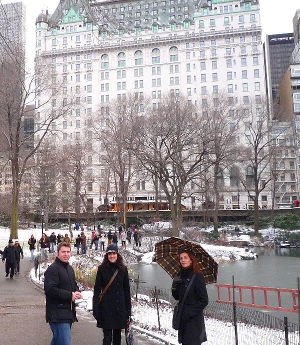Javi, Pilar y Silvia tras la nevada sobre Central Park