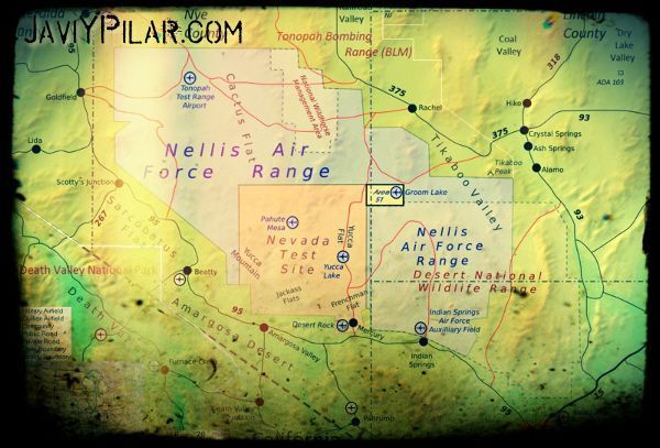 Mapa del Área 51 (Nuevo México, Estados Unidos)