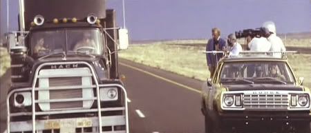 Instantánea del rodaje de "Convoy" (Sam Peckinpah, 1978)
