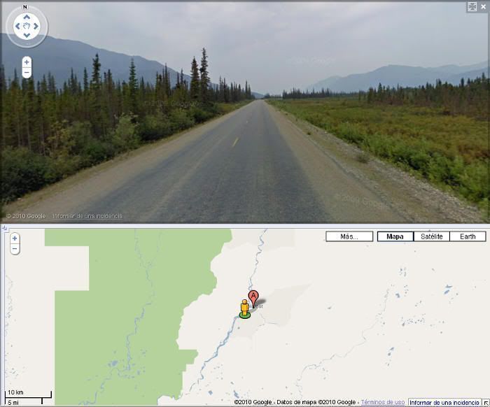 Street view de Google Maps con la Dalton Highway (Alaska). 666 kilómetros de aventura