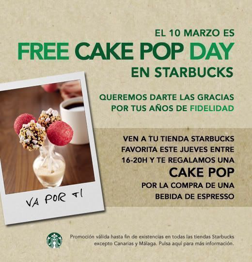 Free Cake Pop Day en Starbucks por el 40º aniversario