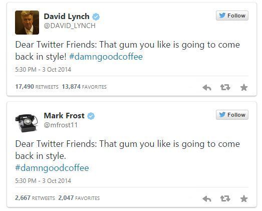 Tuits de David Lynch anunciando el rodaje de la tercera temporada de Twin Peaks