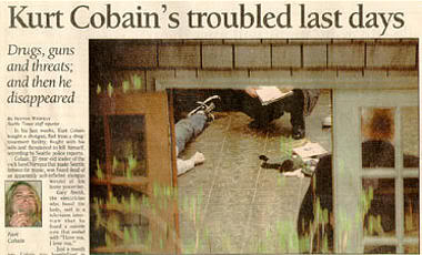 Noticia del suicidio de Kurt Cobain