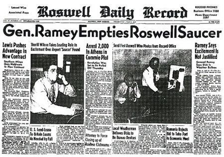 Incidente de Roswell (Nuevo México). Titulares de prensa